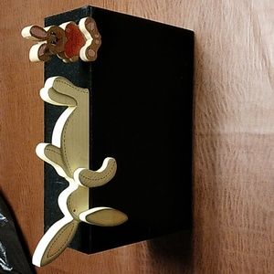 Two Wooden Bunny Rabbits Shelf Figurines Easter